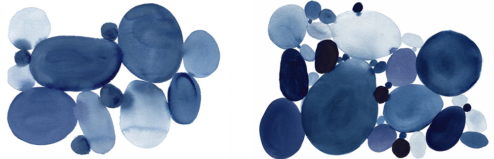 Blue Watercolor Stones, Style A& B, Set Of 2