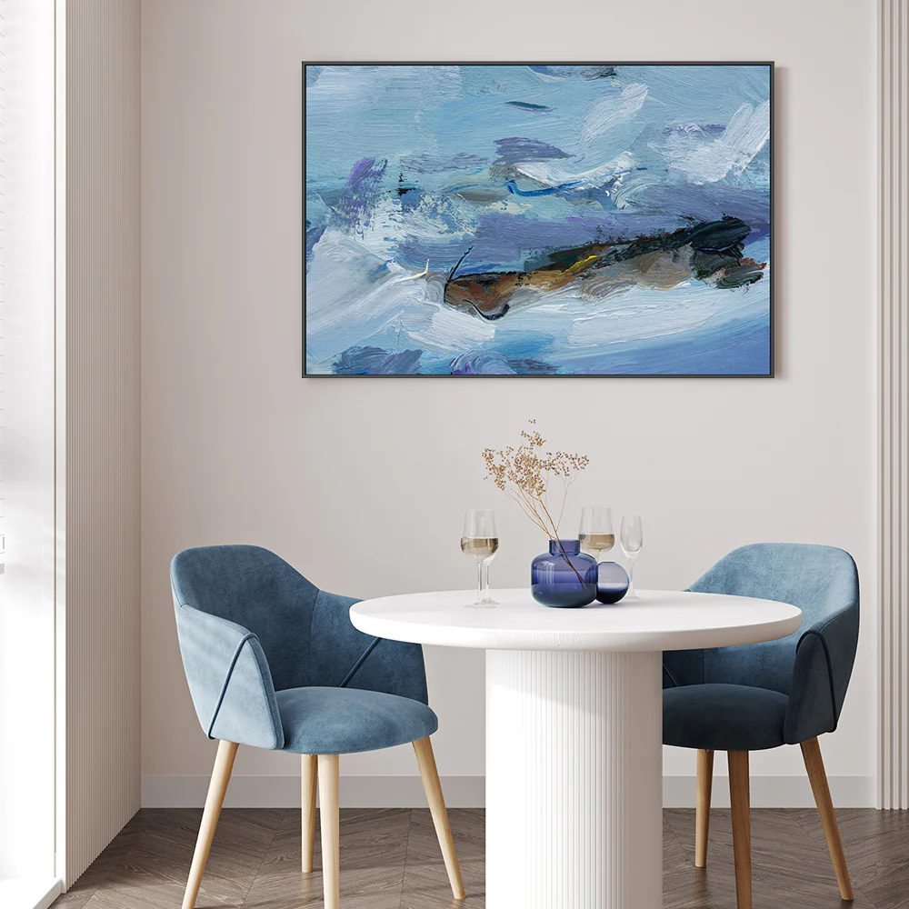 Blue Waves Crashing , Hand-painted Canvas - Image 2