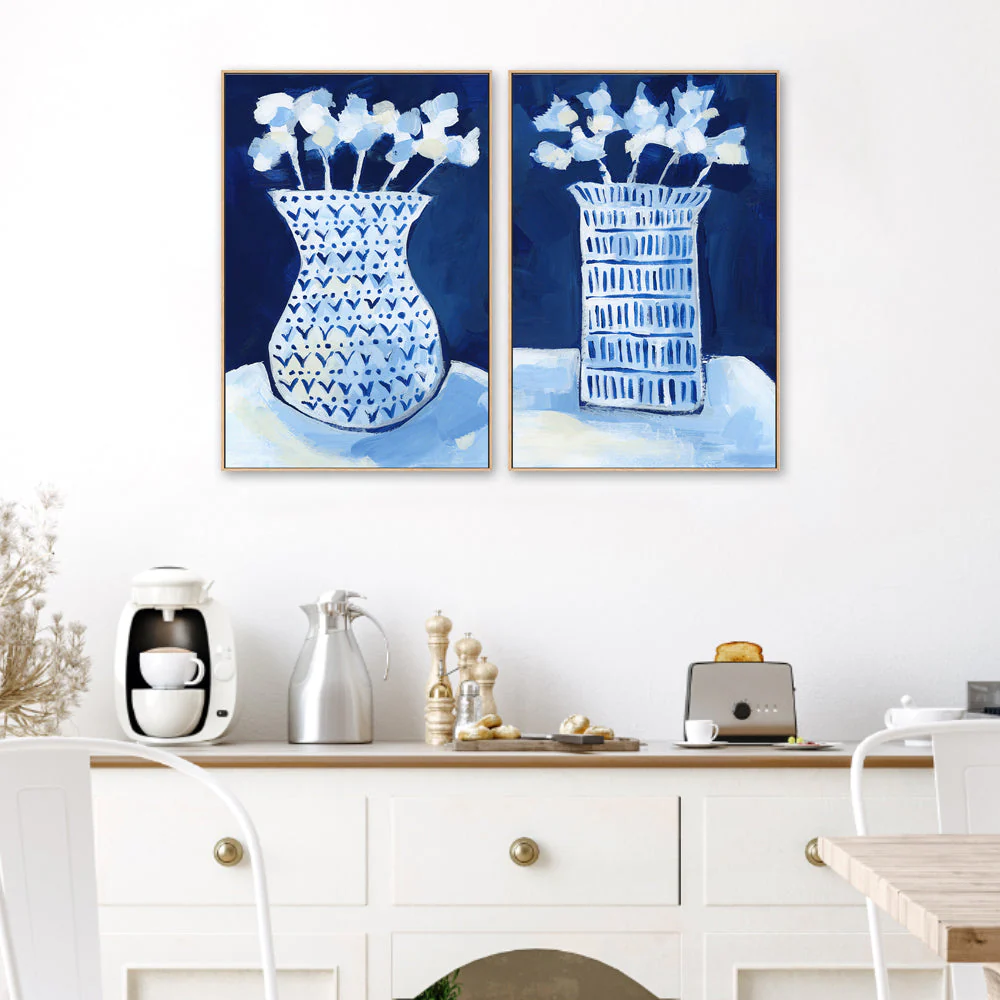 Blue & White Florals , Style C & D , Set Of 2 - Image 2