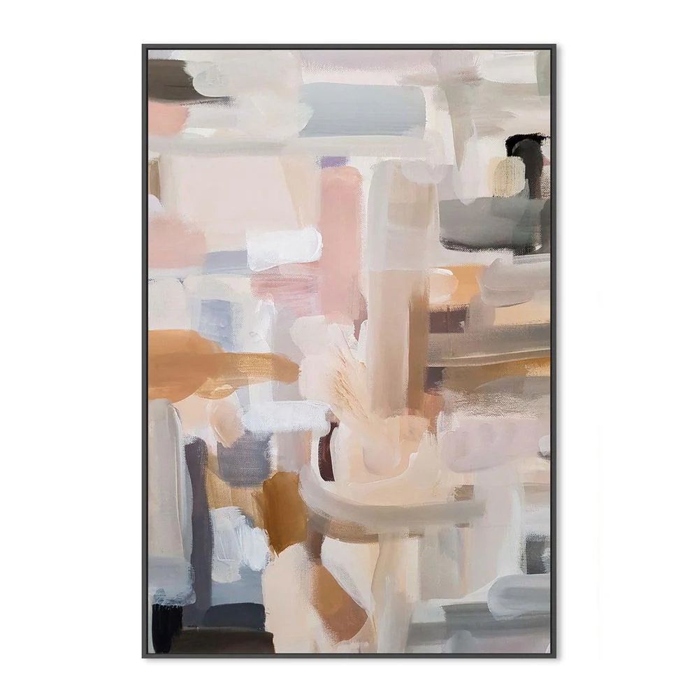 Blush and Cream Blocks , Hand-painted Canvas - Image 3