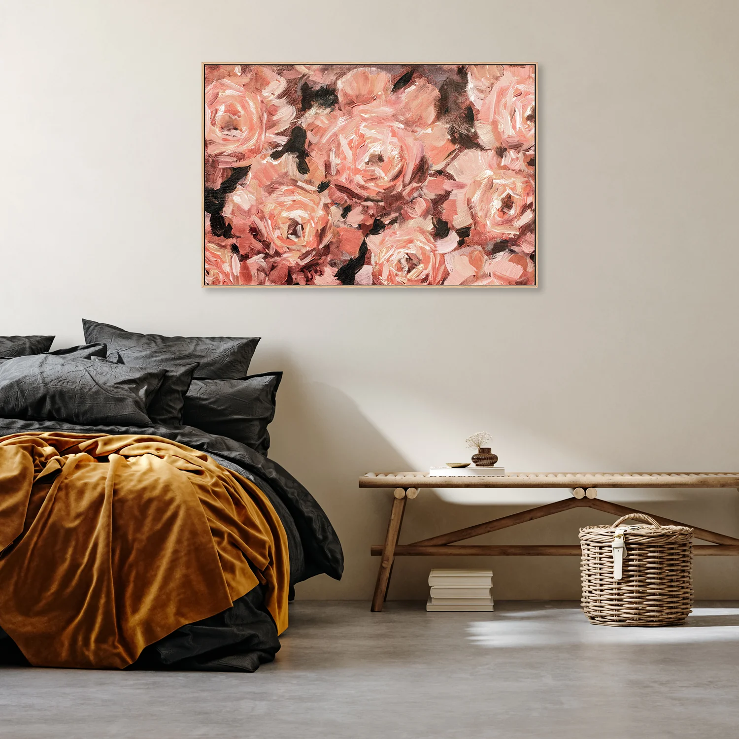 Blushing Roses, Style B, Hand-Painted Canvas - Image 2