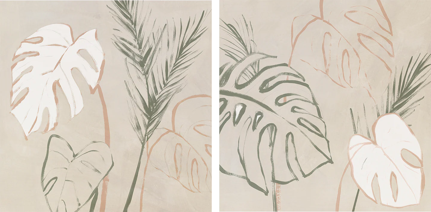 Boho Palms, Style A & B, Set Of 2