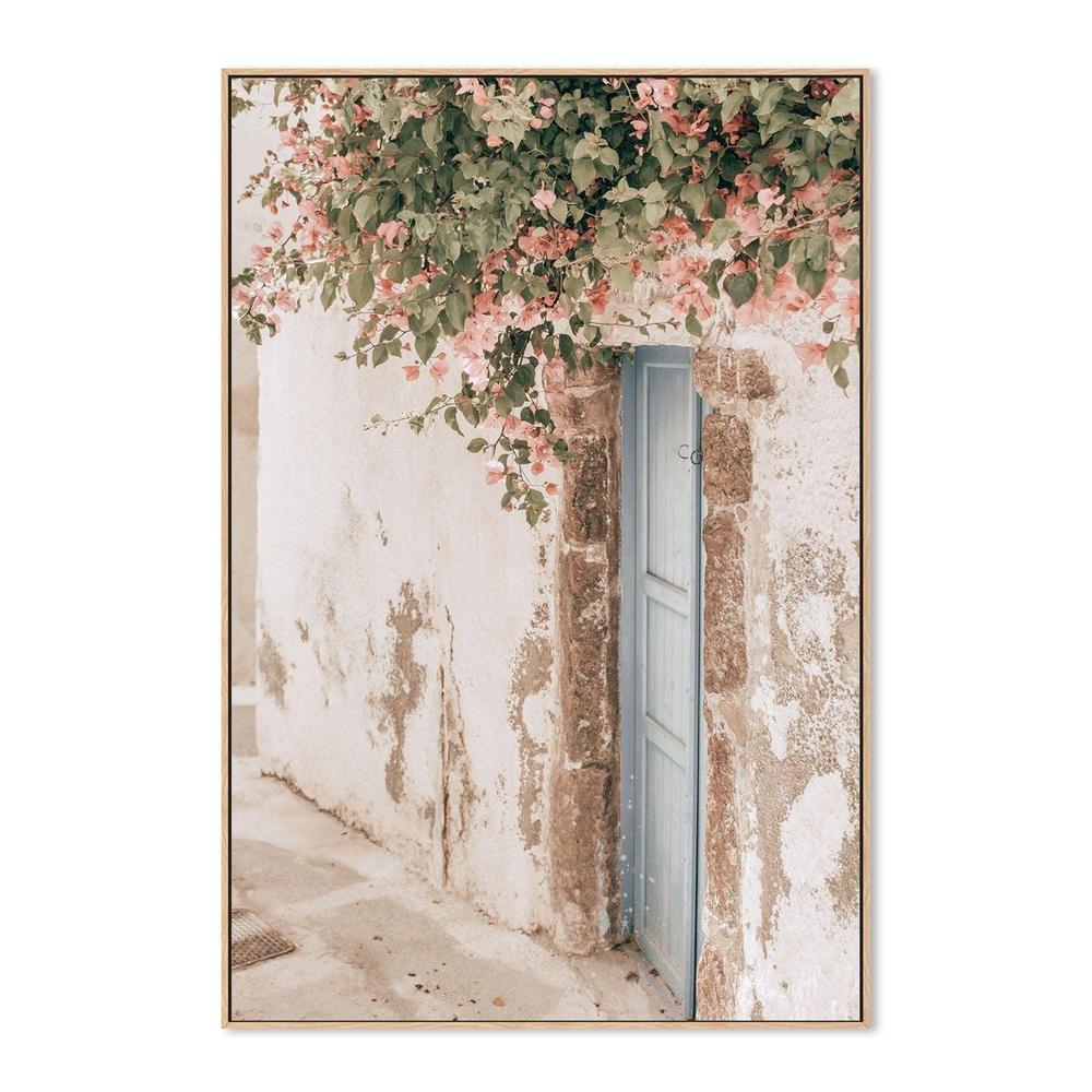Bougainvillea flower and blue door in Santorini, Style A - Image 5