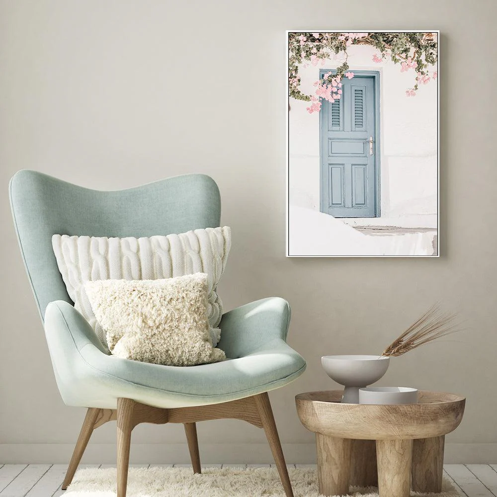 Bougainvillea flower and blue door in Santorini, Style B - Image 7