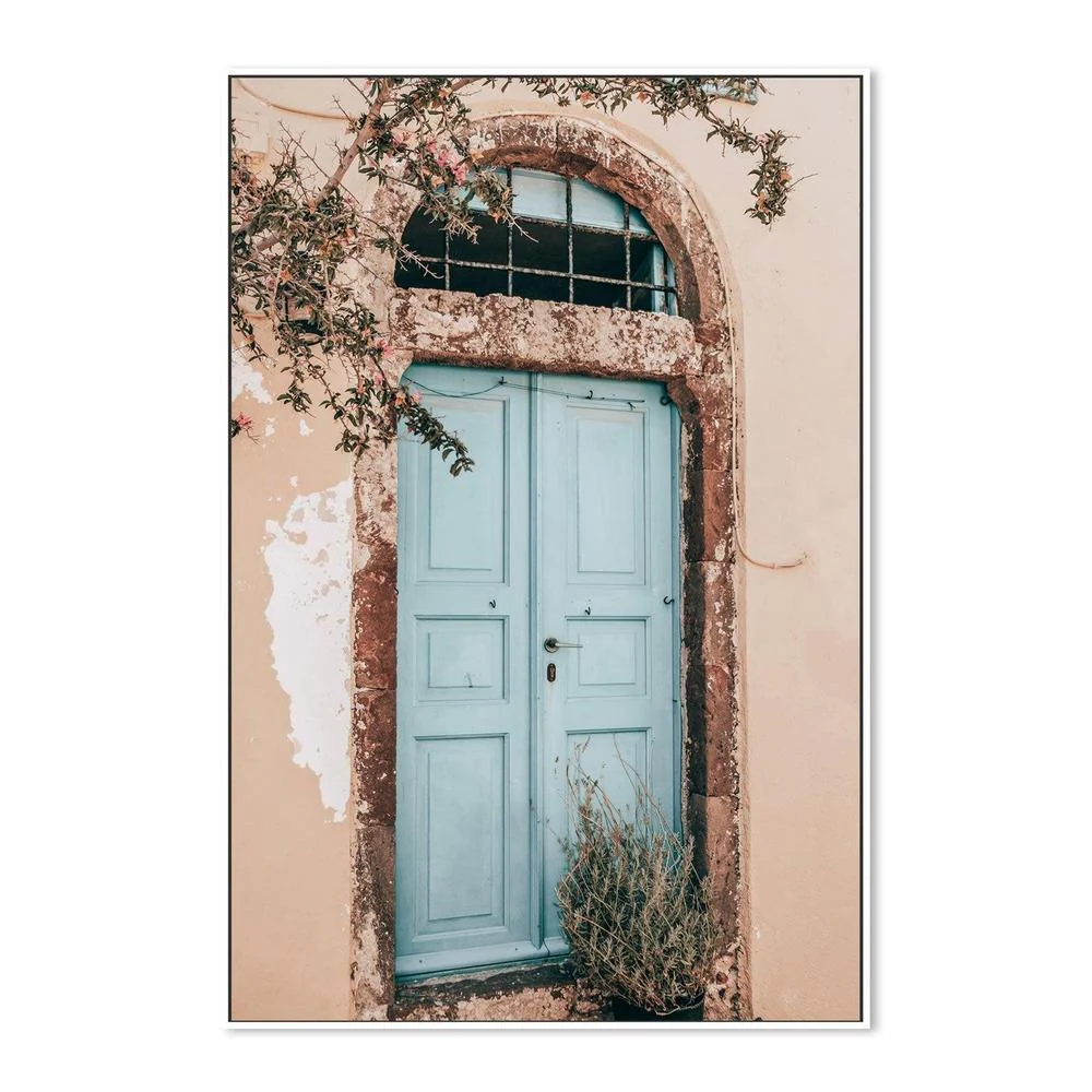 Bougainvillea flower and blue door in Santorini, Style C - Image 5