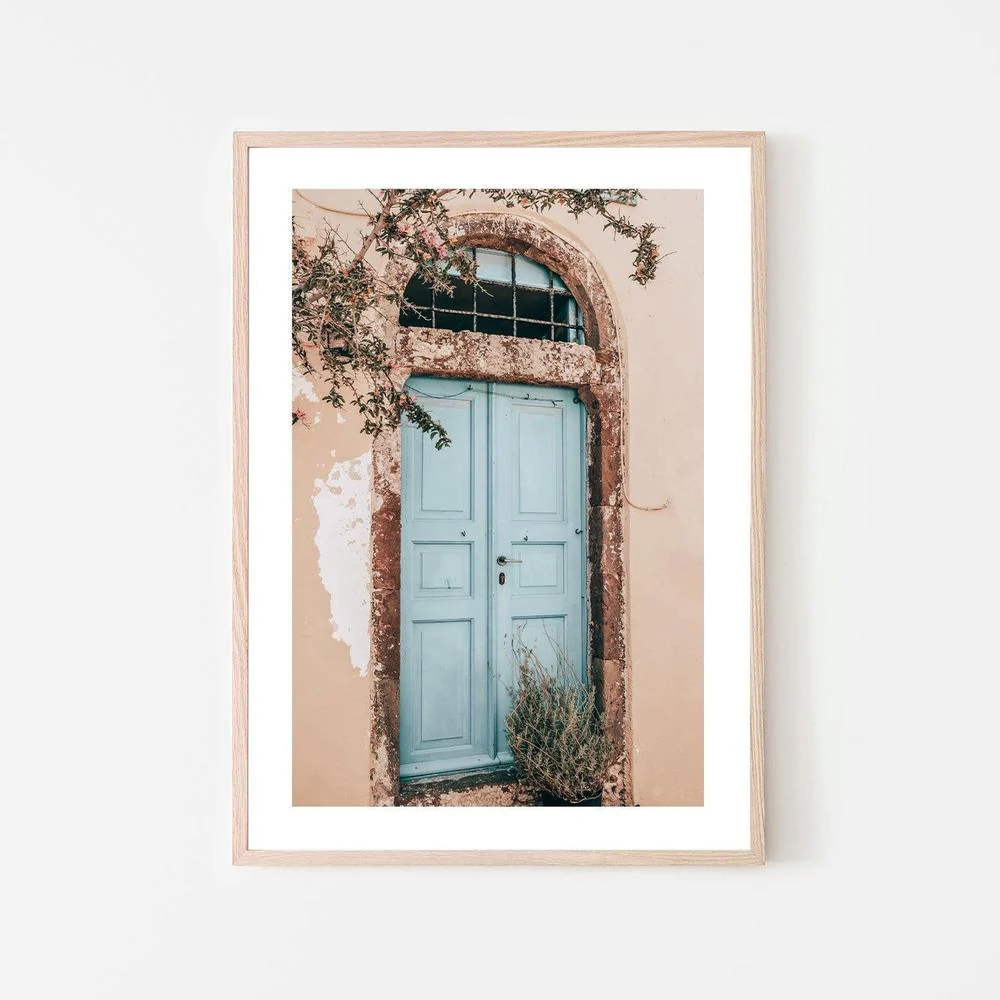 Bougainvillea flower and blue door in Santorini, Style C - Image 6