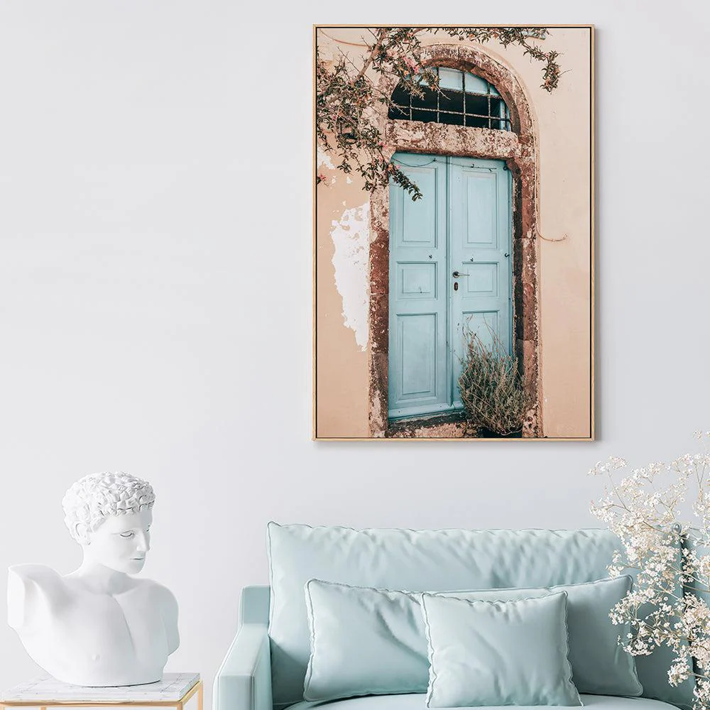 Bougainvillea flower and blue door in Santorini, Style C - Image 7
