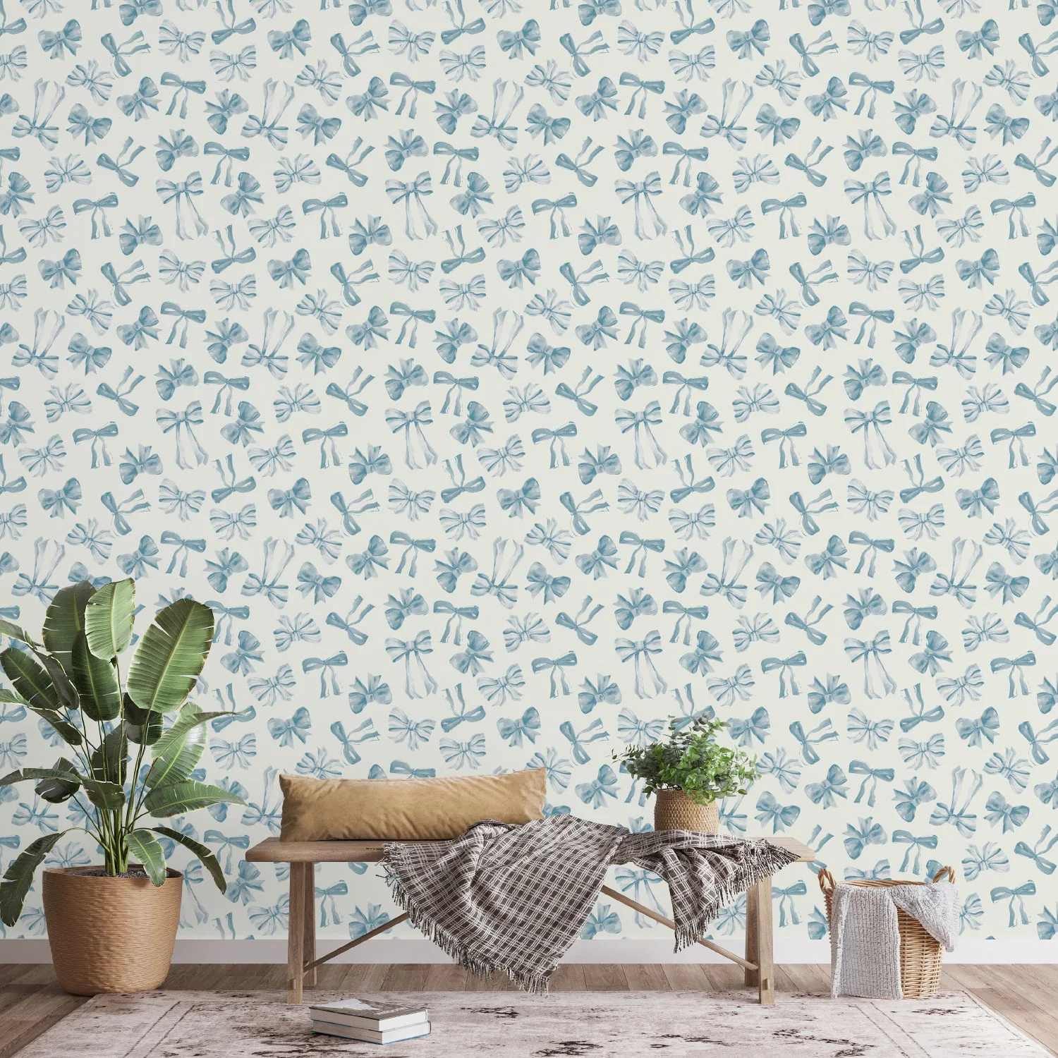 Bow Pattern Blue, Wallpaper - Image 2