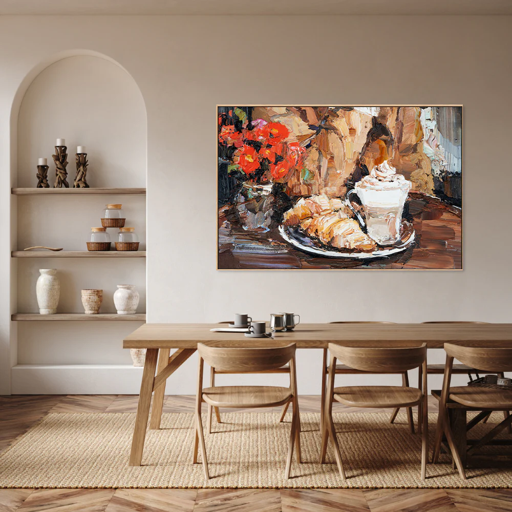 Breakfast In Milan , Hand-Painted Canvas - Image 2