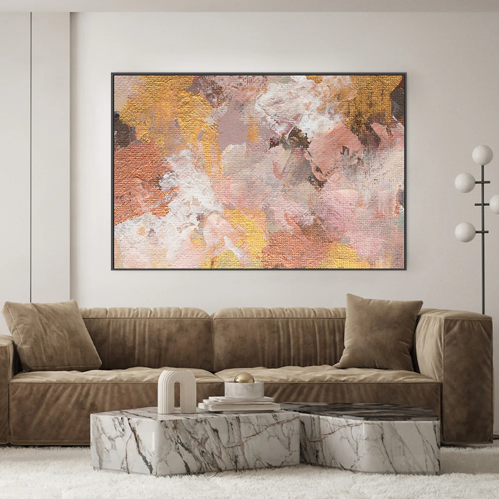 Bronze And Gold Abstract , Hand-Painted Canvas - Image 2