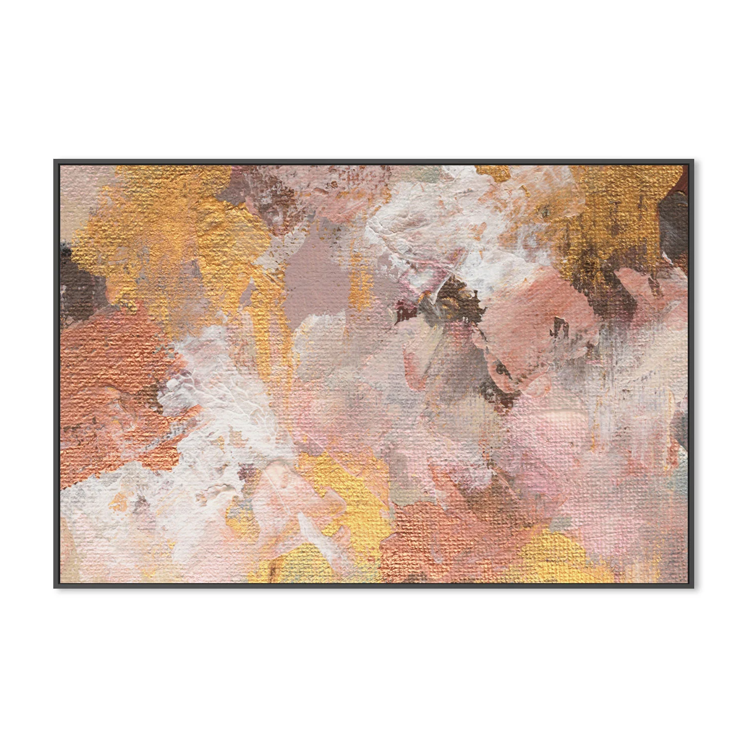 Bronze And Gold Abstract , Hand-Painted Canvas - Image 3