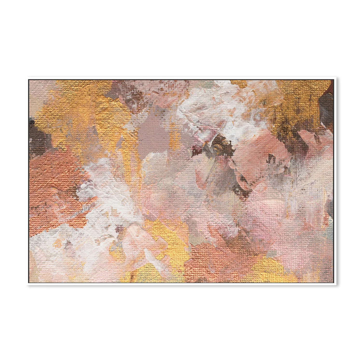 Bronze And Gold Abstract , Hand-Painted Canvas - Image 5