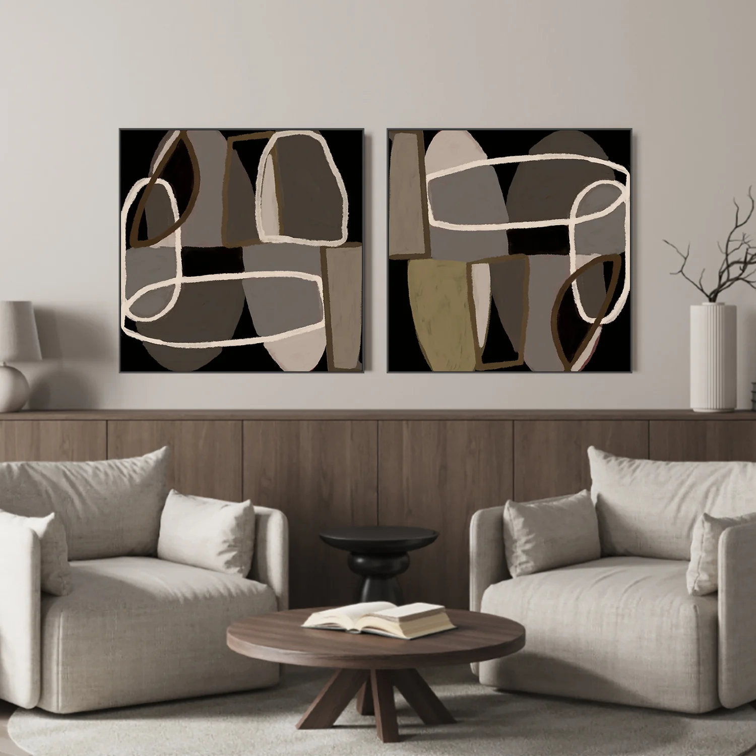 Brown Abstract, Style A & B, Set Of 2 - Image 7