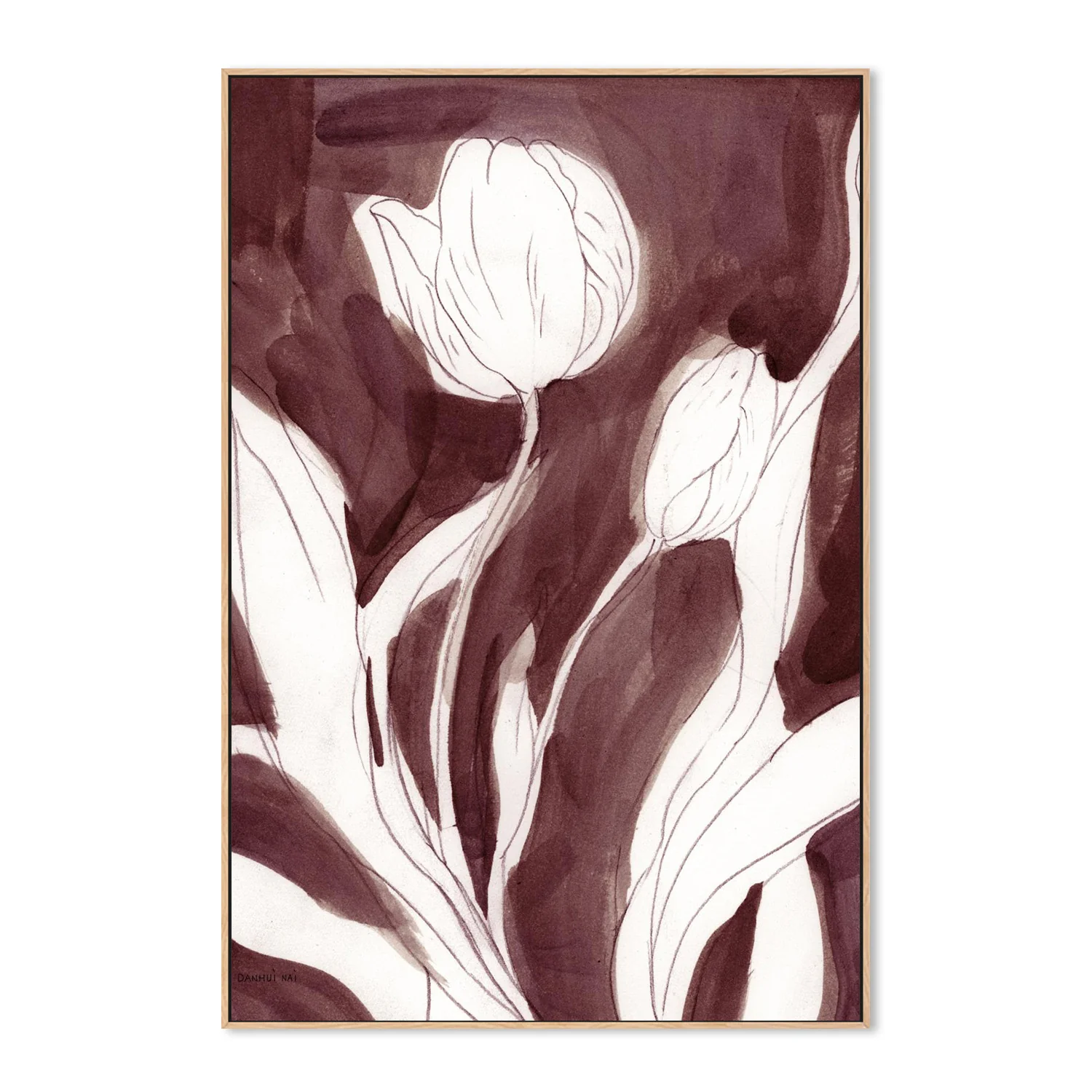 Burgundy Tulip Sketch, Style A - Image 4