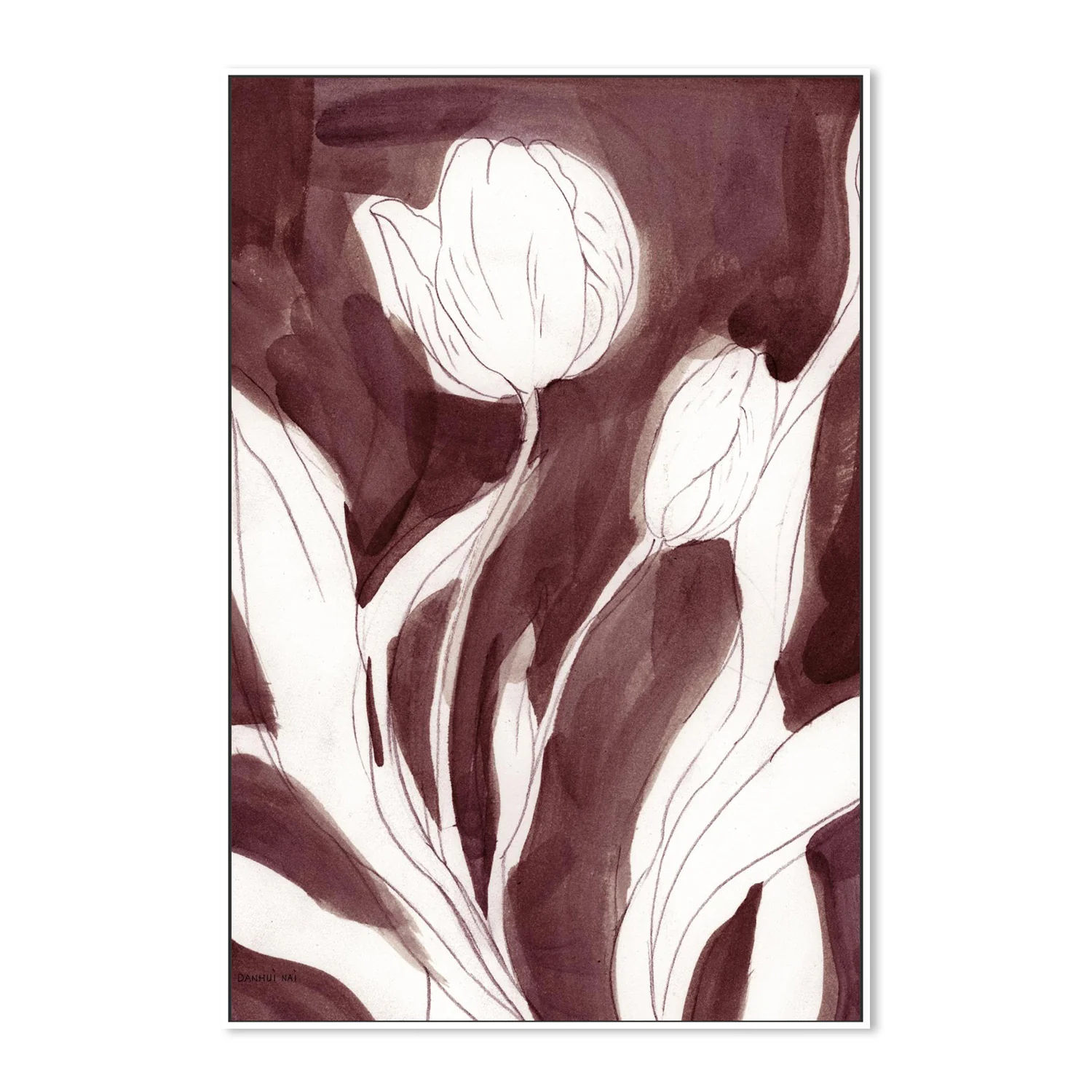 Burgundy Tulip Sketch, Style A - Image 5