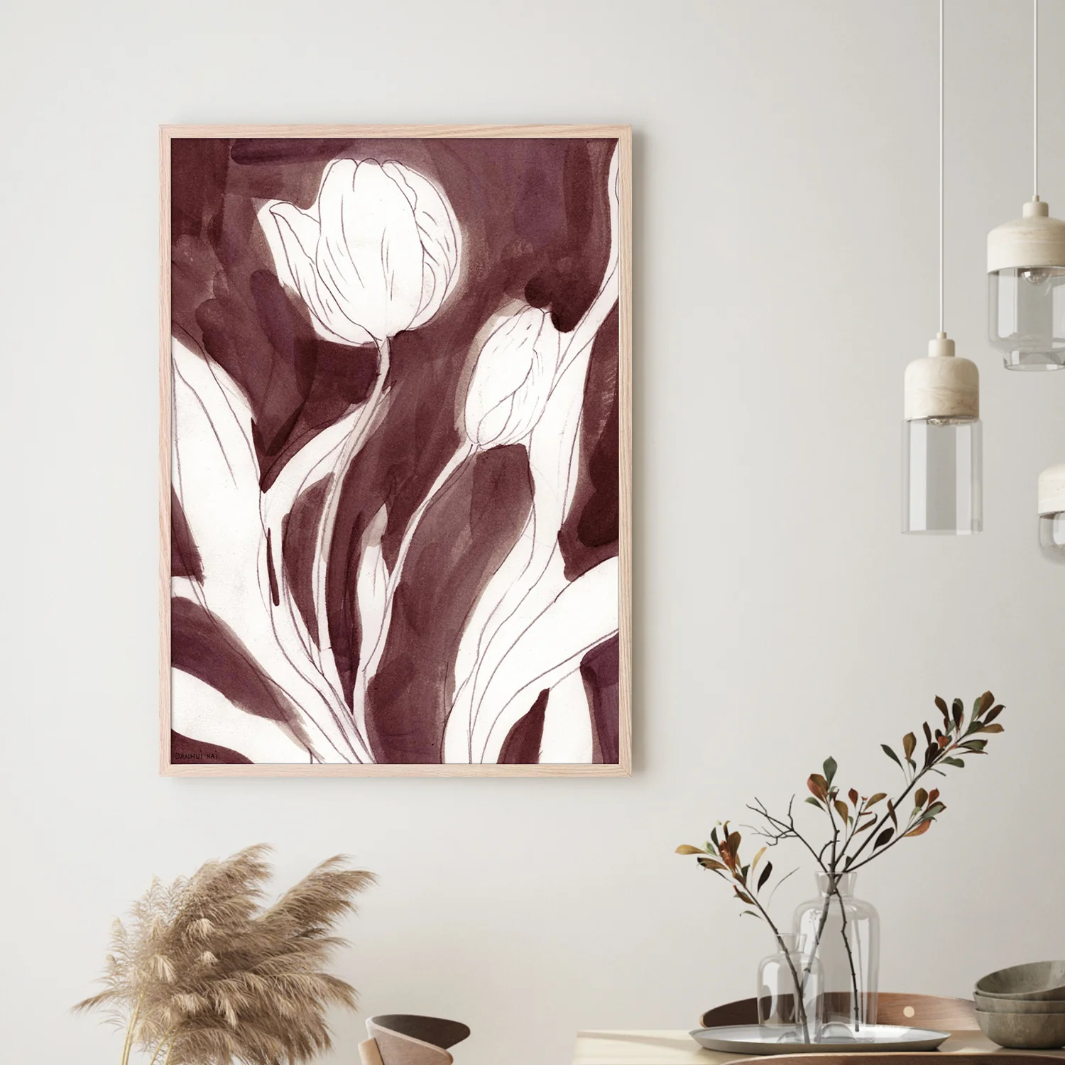 Burgundy Tulip Sketch, Style A - Image 7