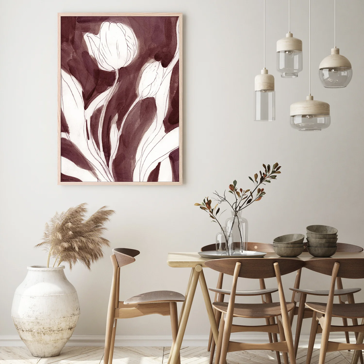 Burgundy Tulip Sketch, Style A - Image 8