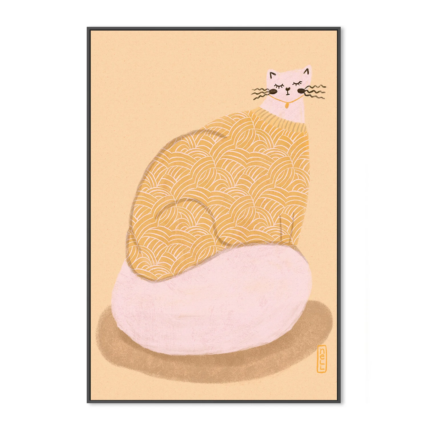 Cat in a Butter Yellow Jersey Illustration Poster - Image 3