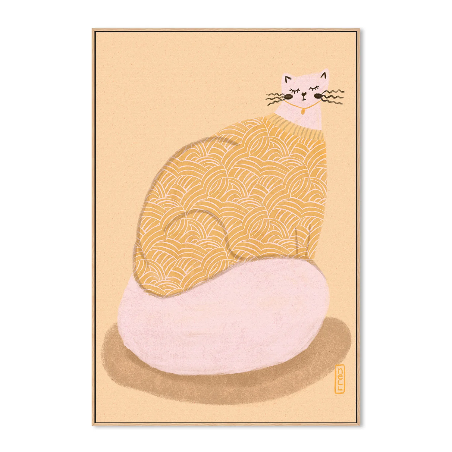 Cat in a Butter Yellow Jersey Illustration Poster - Image 4