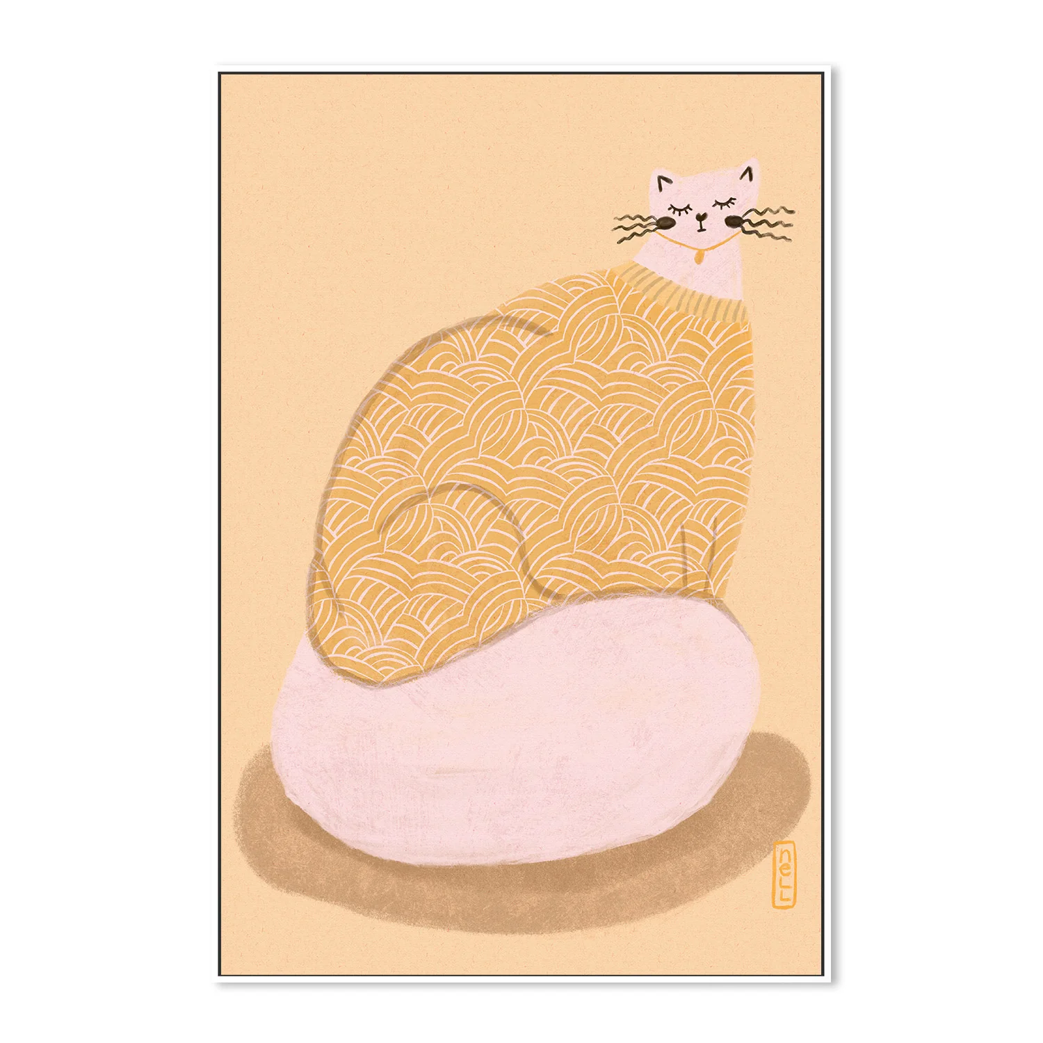 Cat in a Butter Yellow Jersey Illustration Poster - Image 5