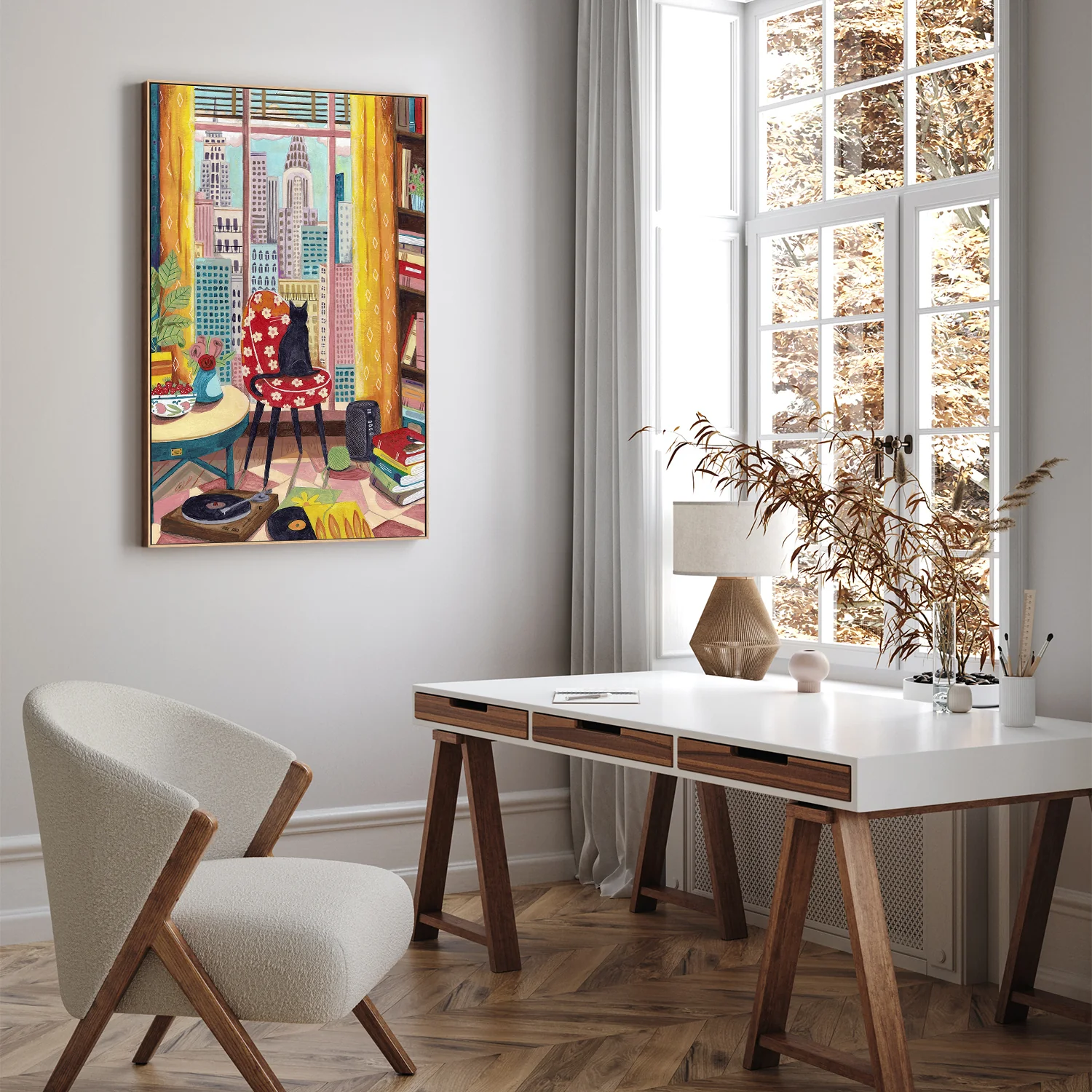 Cat in front of window in New York bright colours - Image 7