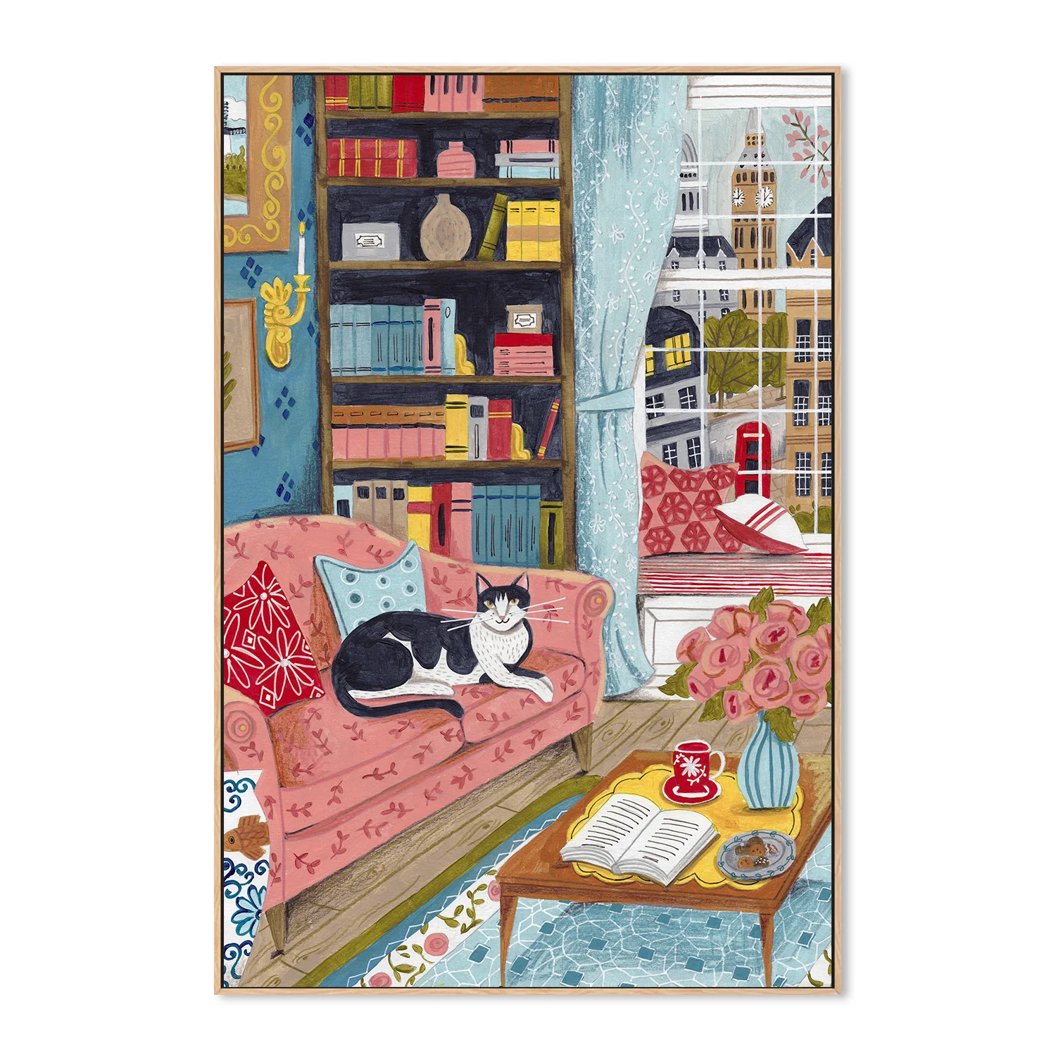 Cat on sofa in London paster colours - Image 4