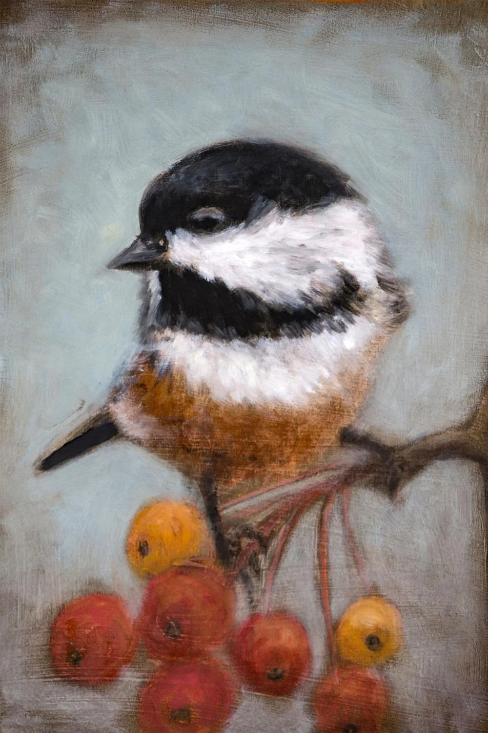Chickadee And Winter Berries