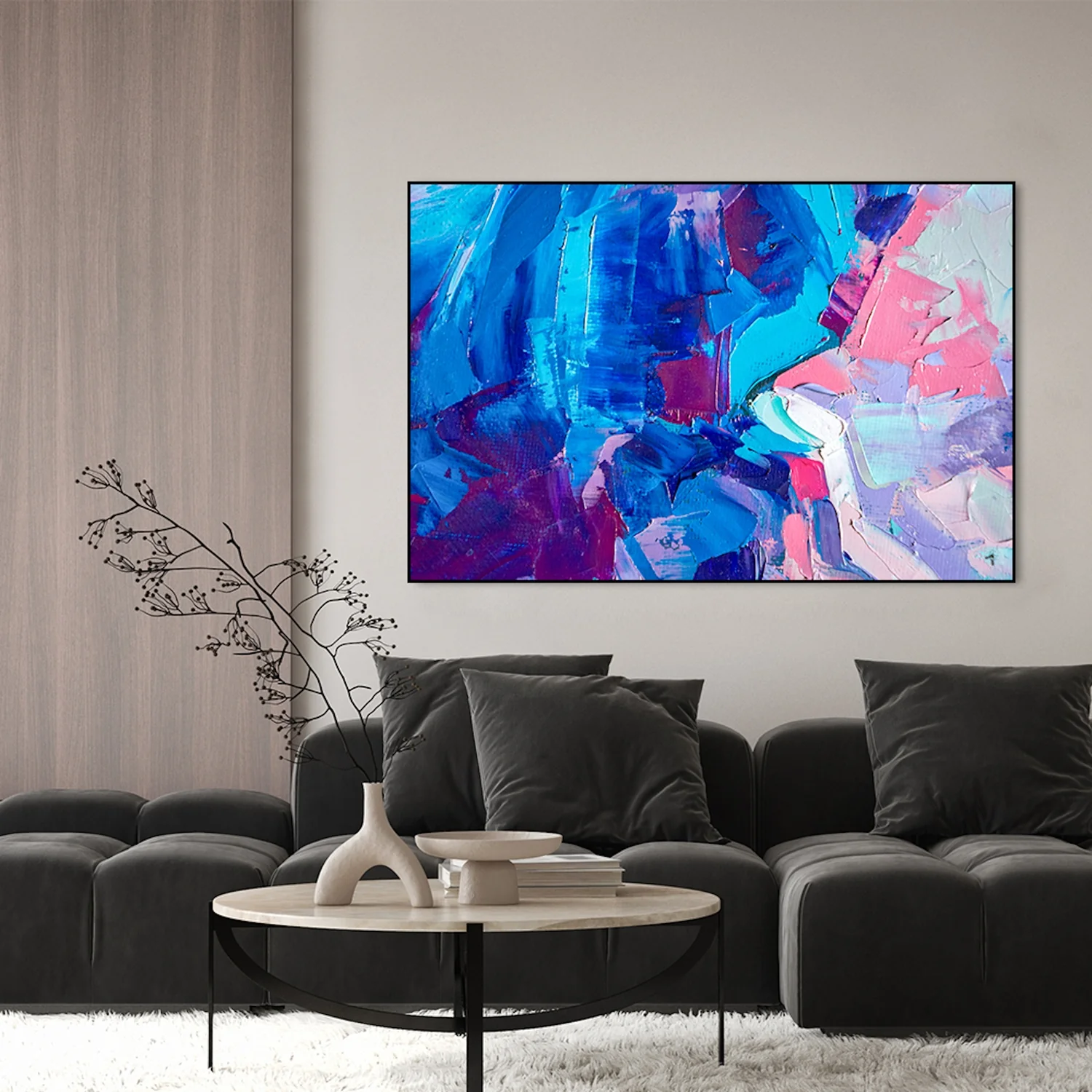 Cobalt And Coral Abstract - Image 2