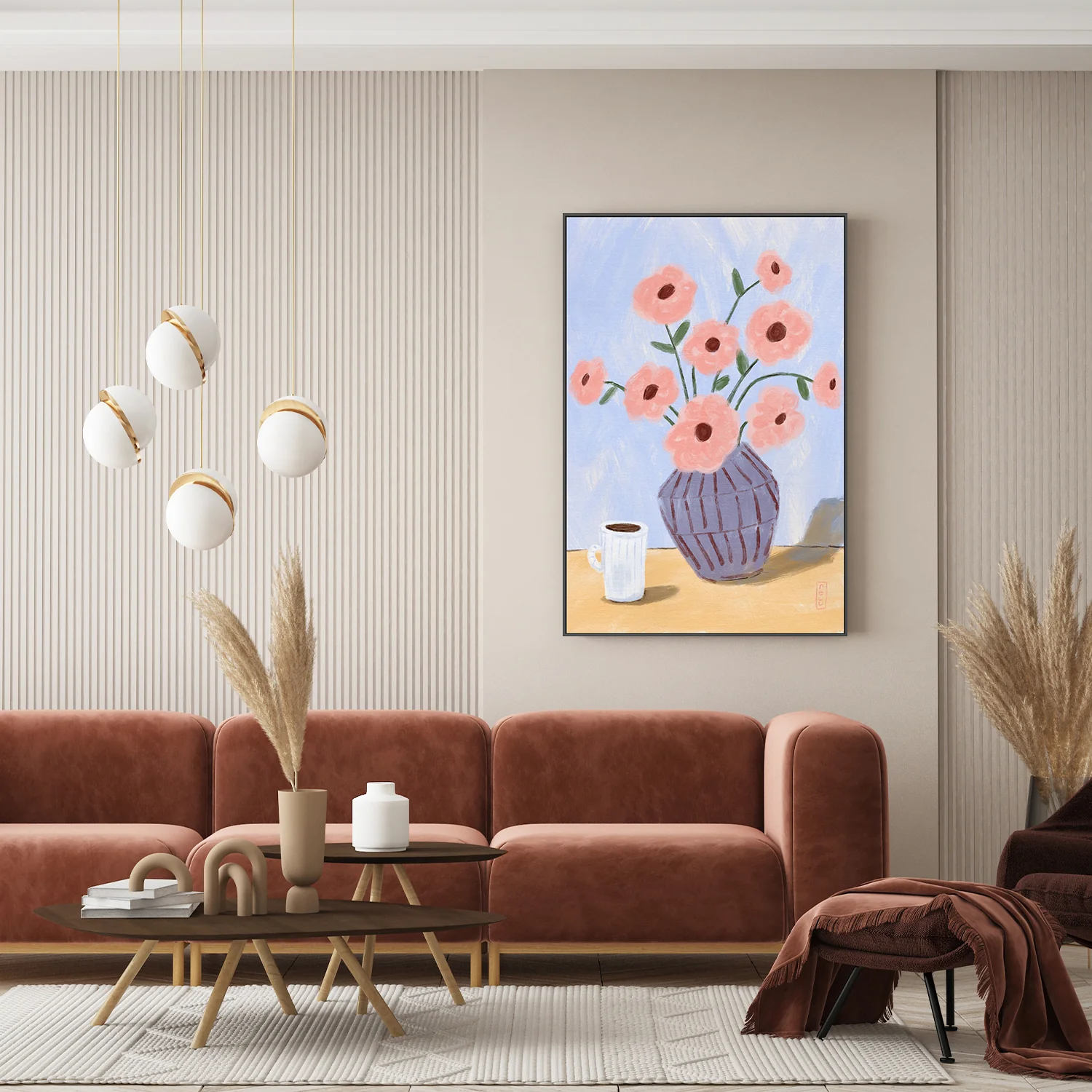 Coffee and Flowers Simple Still Life Painting - Image 9