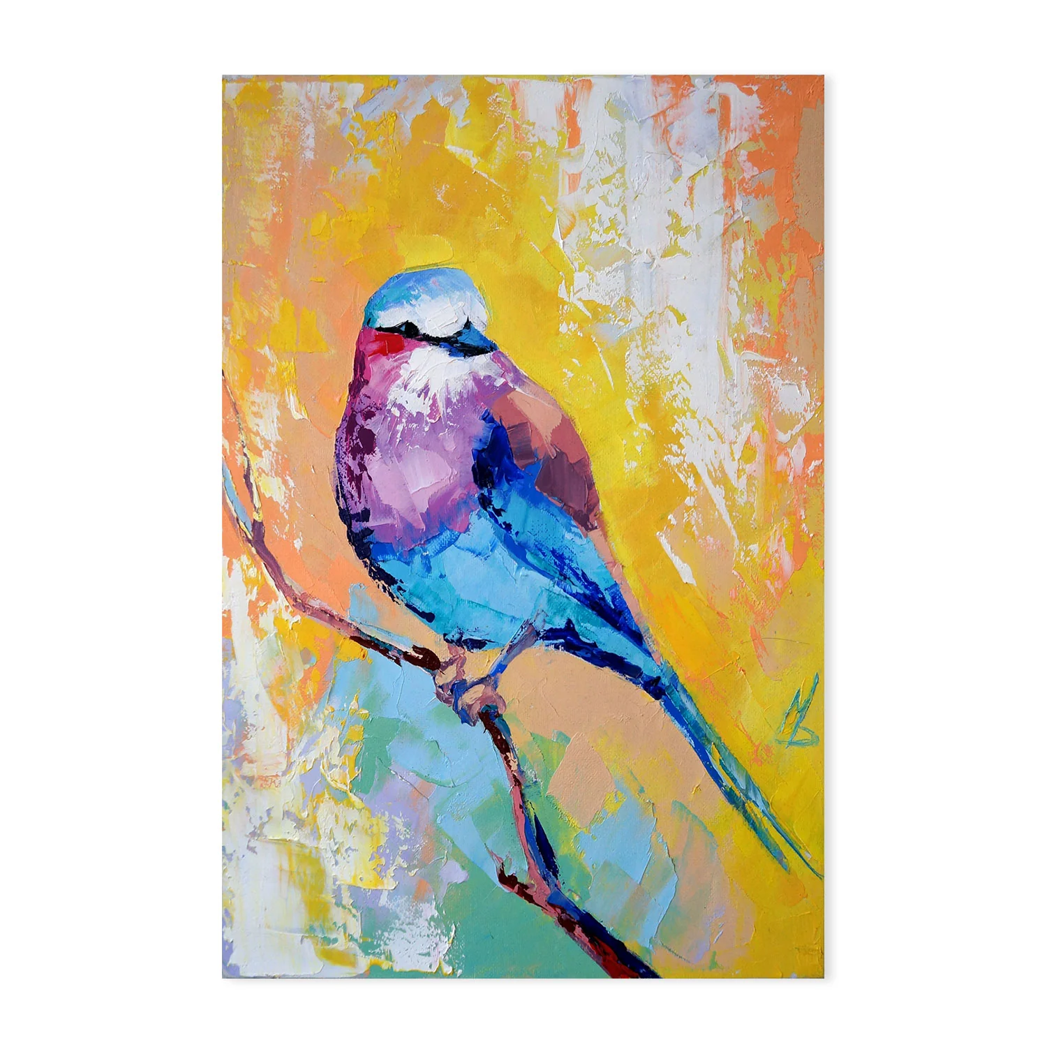 Colourful Bird , Hand-painted Canvas