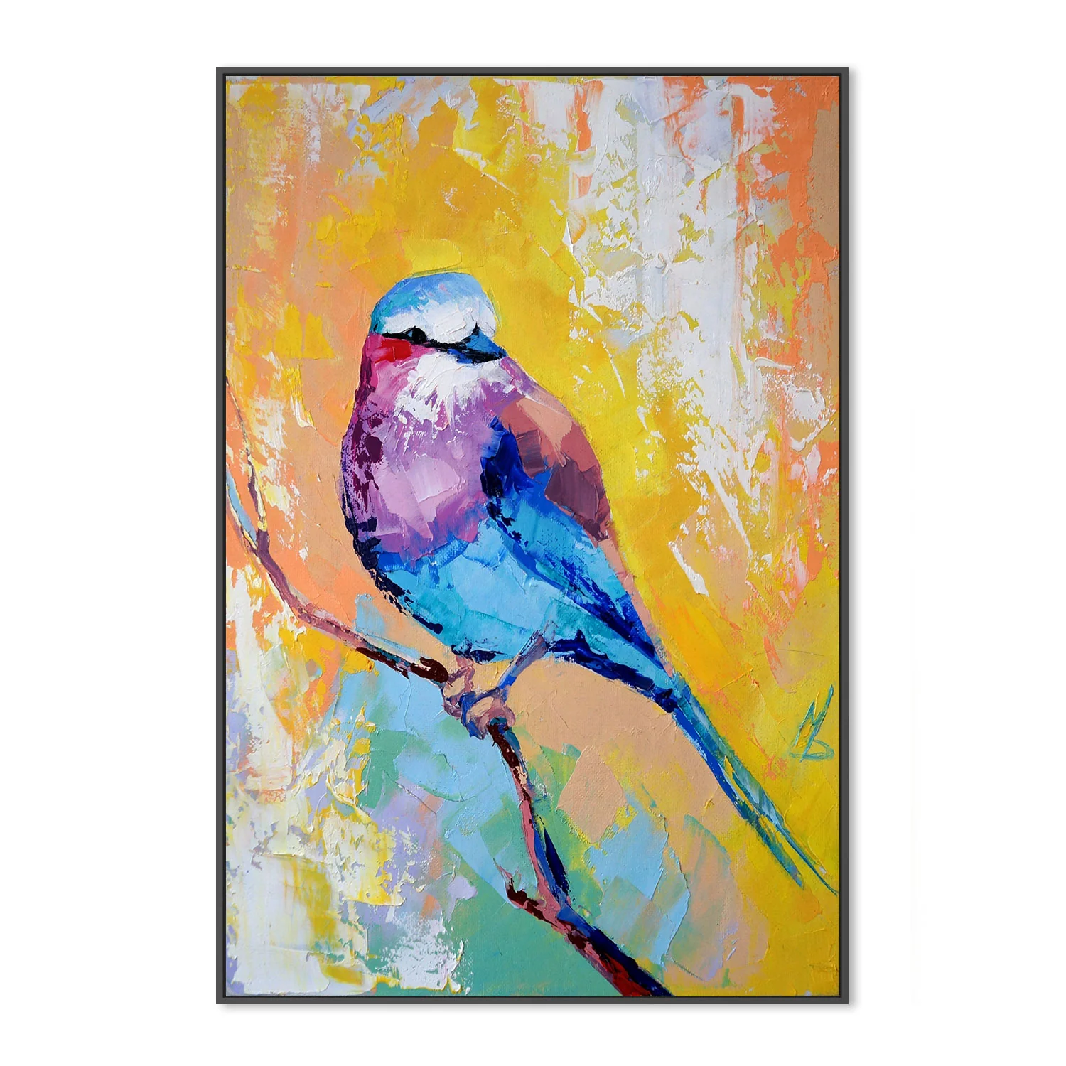 Colourful Bird , Hand-painted Canvas - Image 3