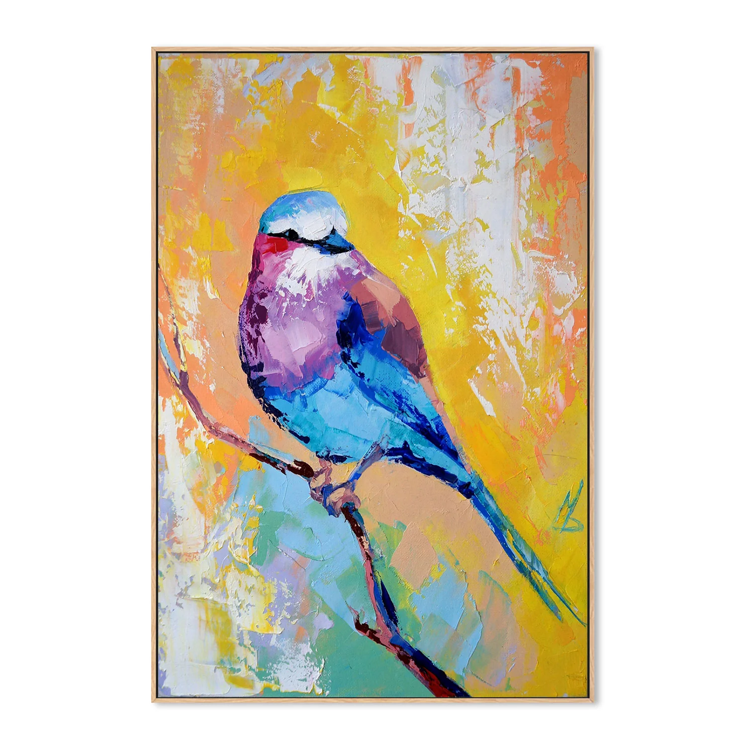 Colourful Bird , Hand-painted Canvas - Image 4