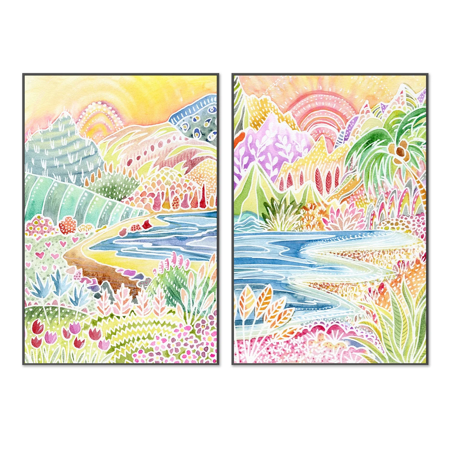 Colourful Landscape, Style A & B, Set Of 2 - Image 3