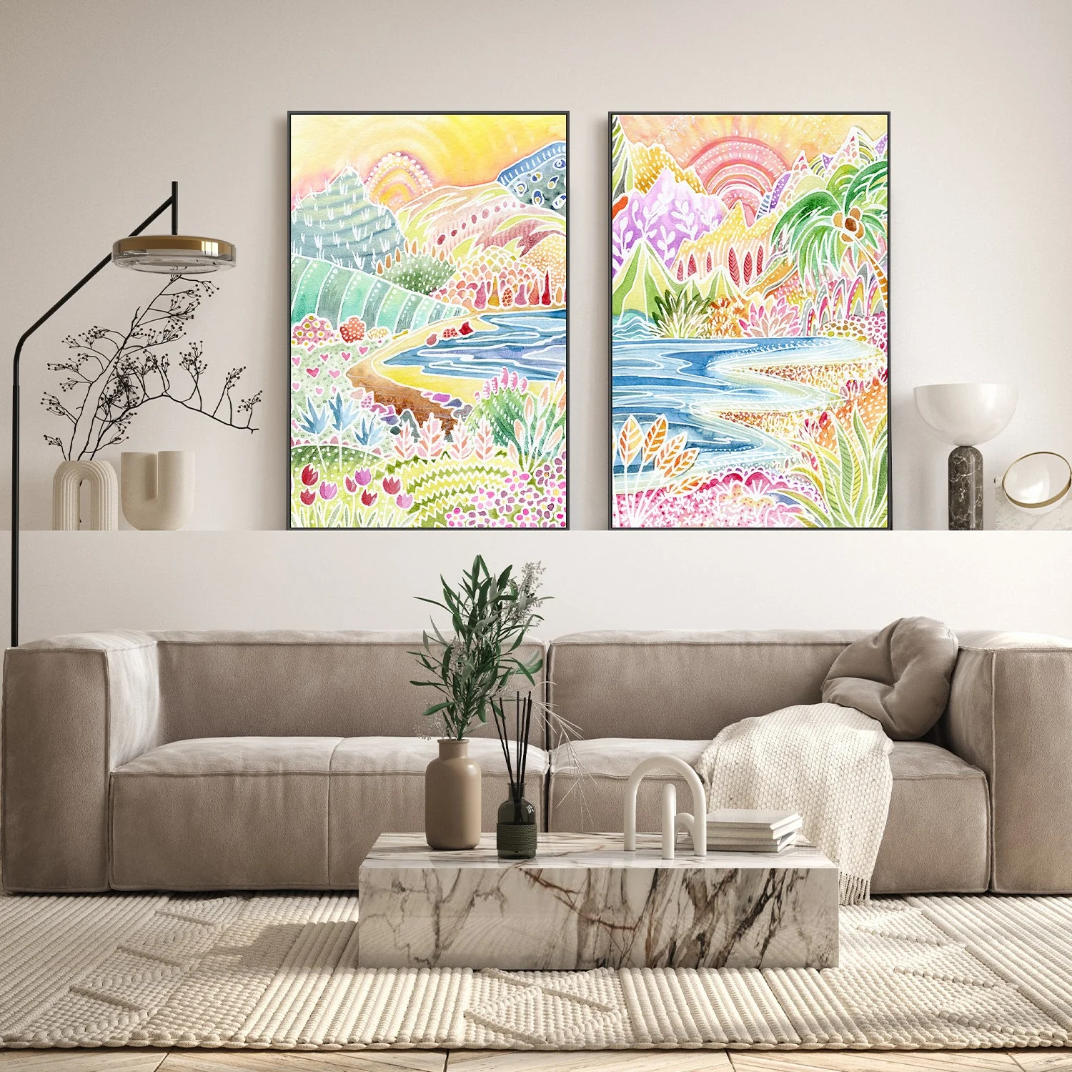 Colourful Landscape, Style A & B, Set Of 2 - Image 7