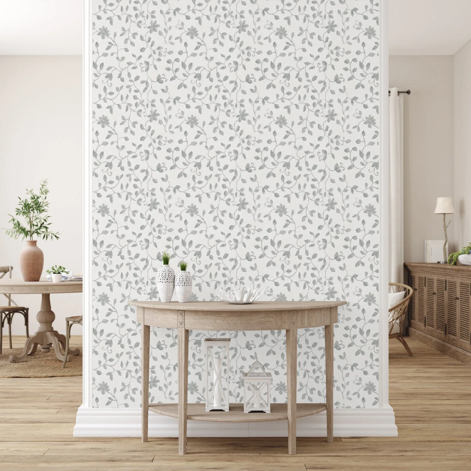 Cottage Garden Pattern Dark Grey, Wallpaper - Image 2