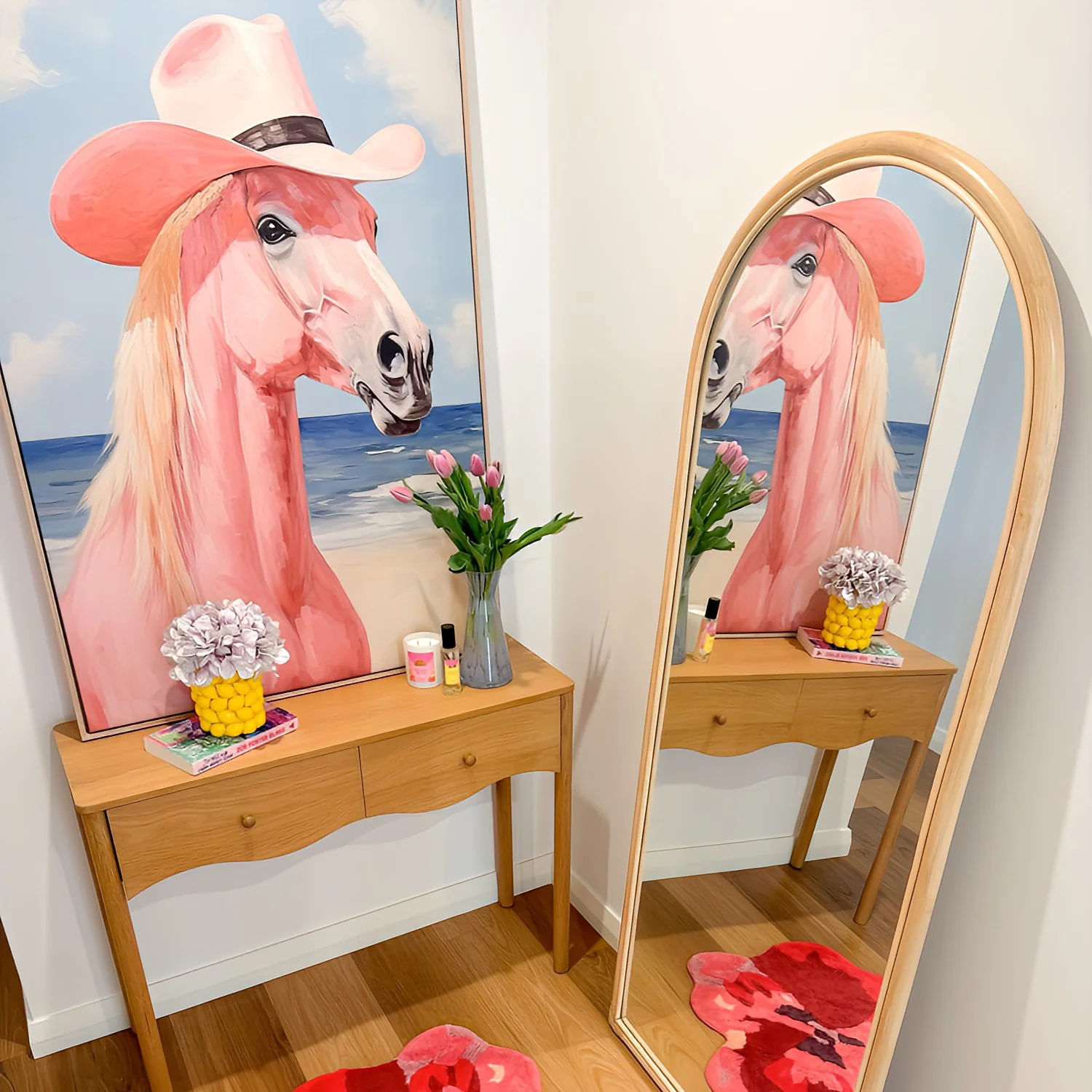 Cowgirl's Pink Horse - Image 2