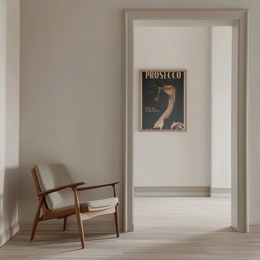 Cute Art Deco Prosecco Poster Of An Ostrich - Image 10