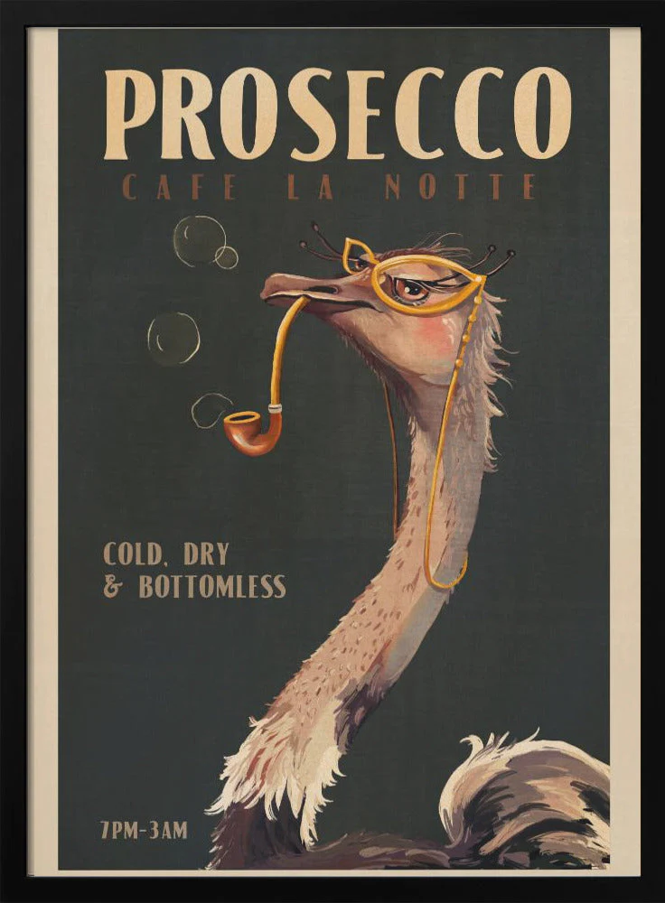 Cute Art Deco Prosecco Poster Of An Ostrich - Image 2