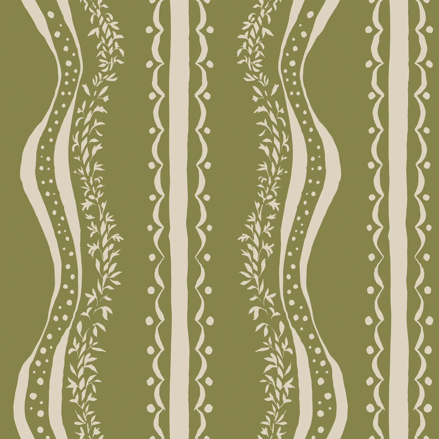 Decorative Waves Olive Green, Wallpaper - Image 3