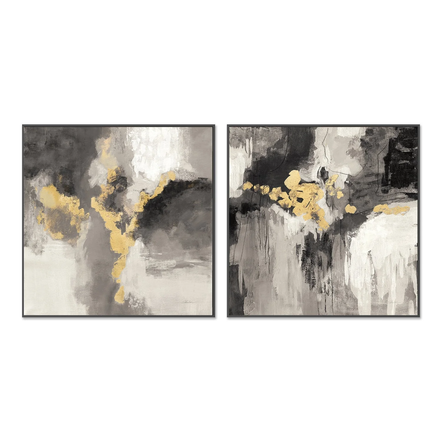 Deep Gold Abstract, Style A & B, Set Of 2 - Image 3