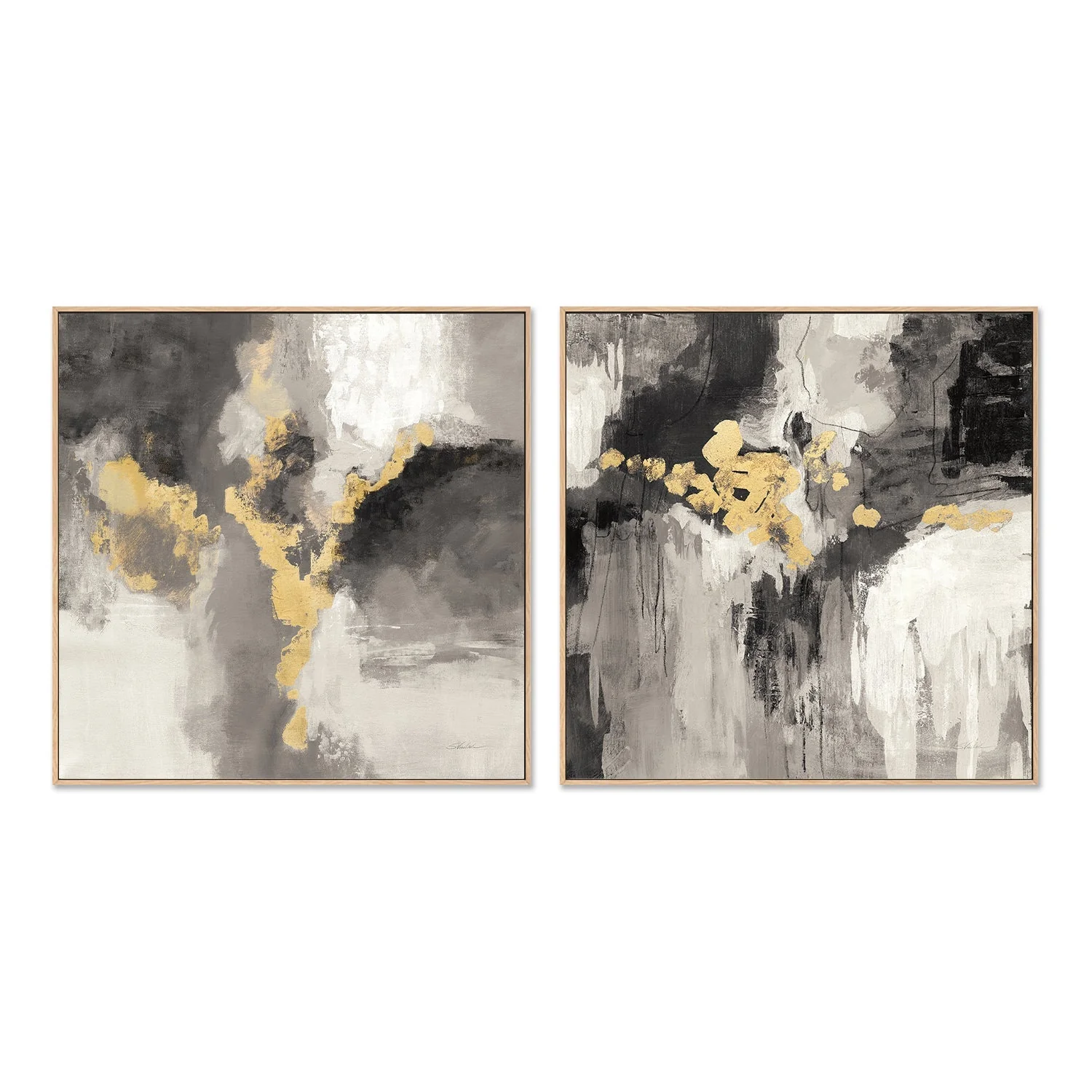 Deep Gold Abstract, Style A & B, Set Of 2 - Image 4