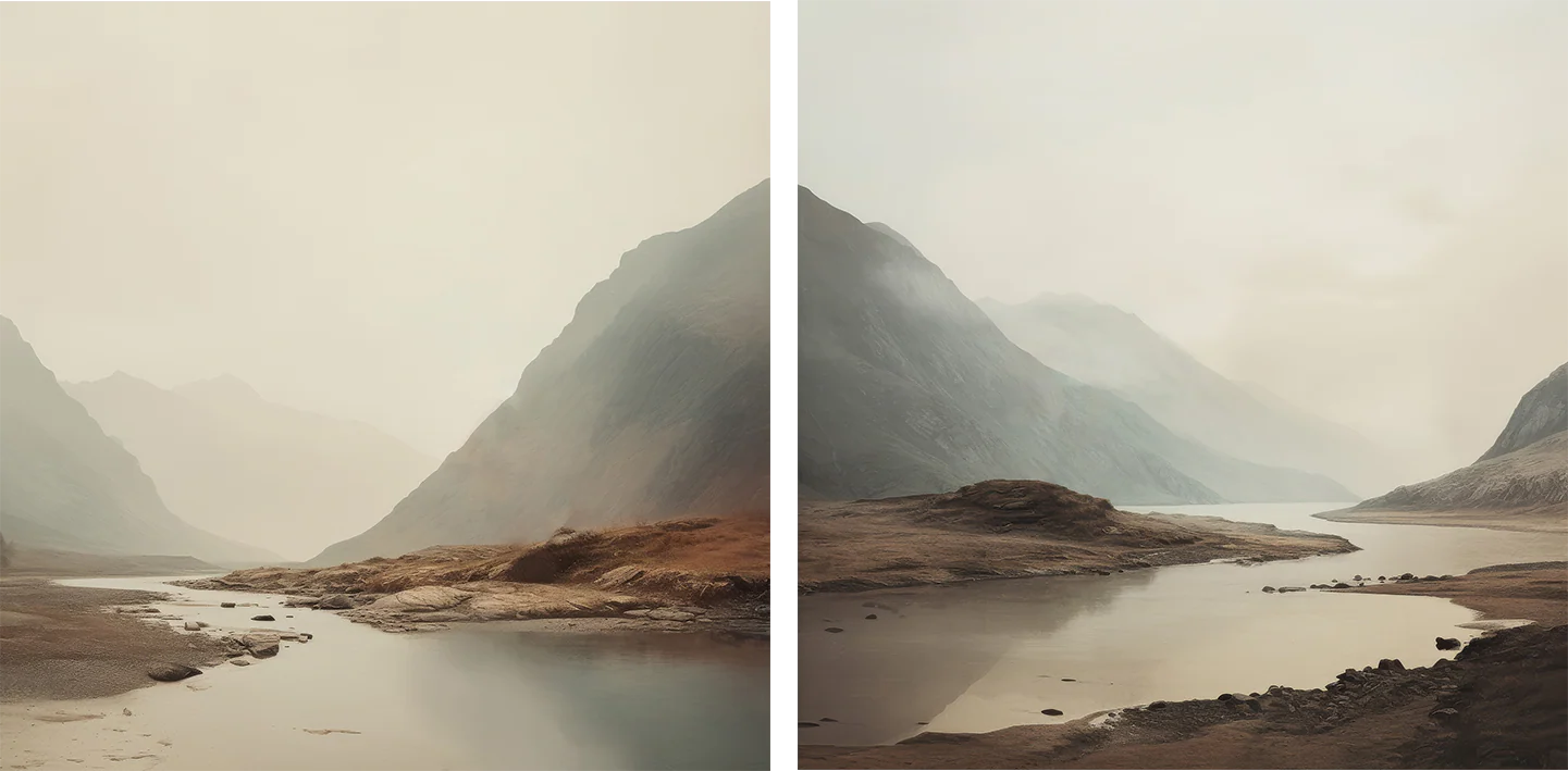 Dreamy Mountain Mirage, Style A & B, Set Of 2