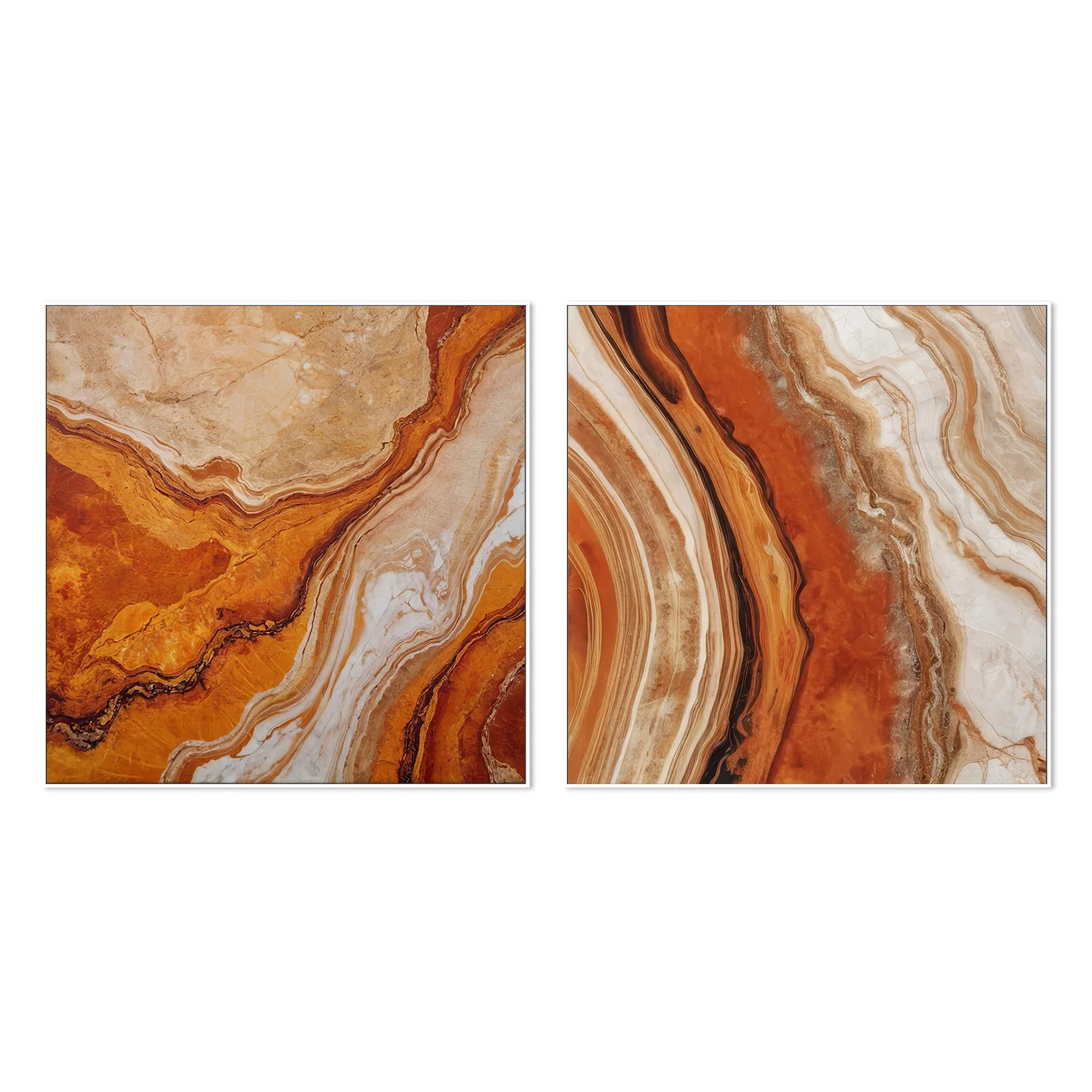 Earth Inspired Abstract & Orange and Beige Marble Textures, Set Of 2 - Image 5