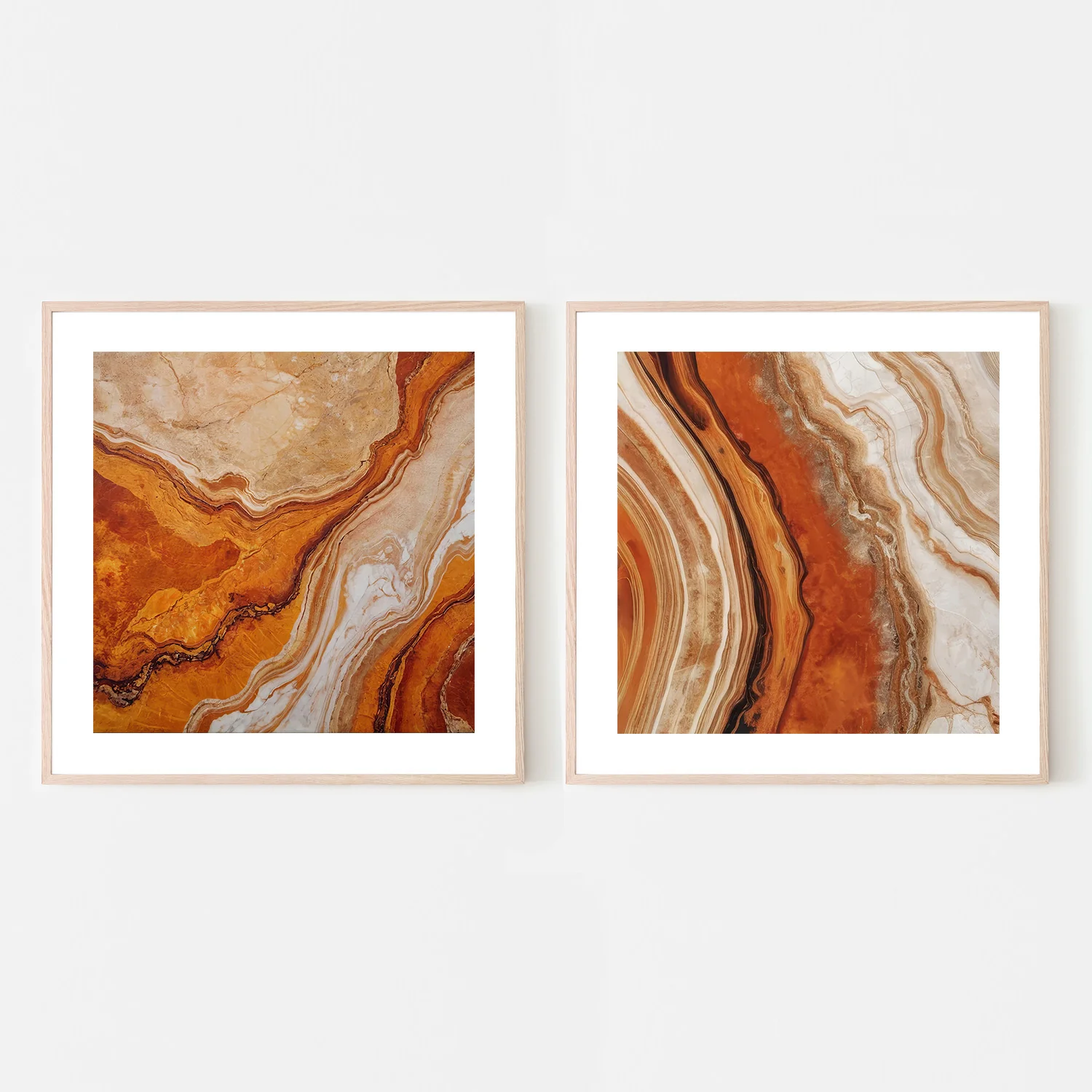 Earth Inspired Abstract & Orange and Beige Marble Textures, Set Of 2 - Image 6