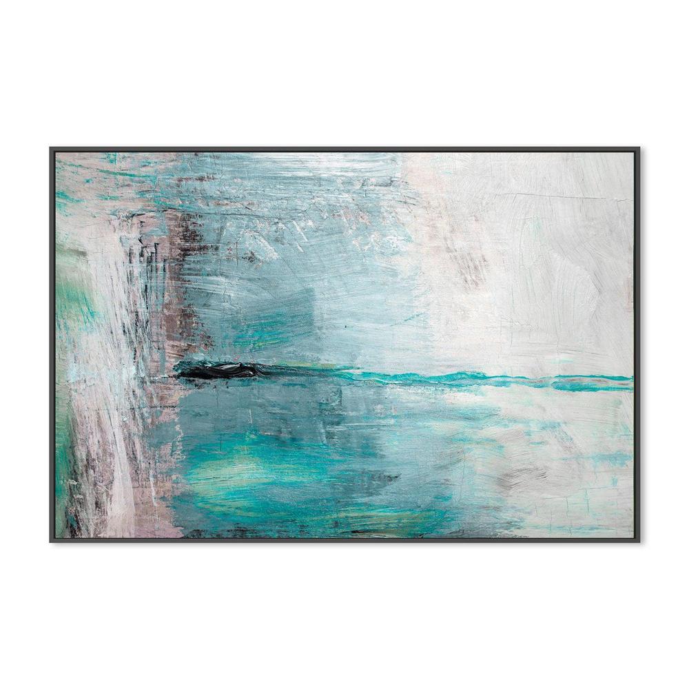 Electric Teal Abstract , Hand-painted Canvas - Image 3