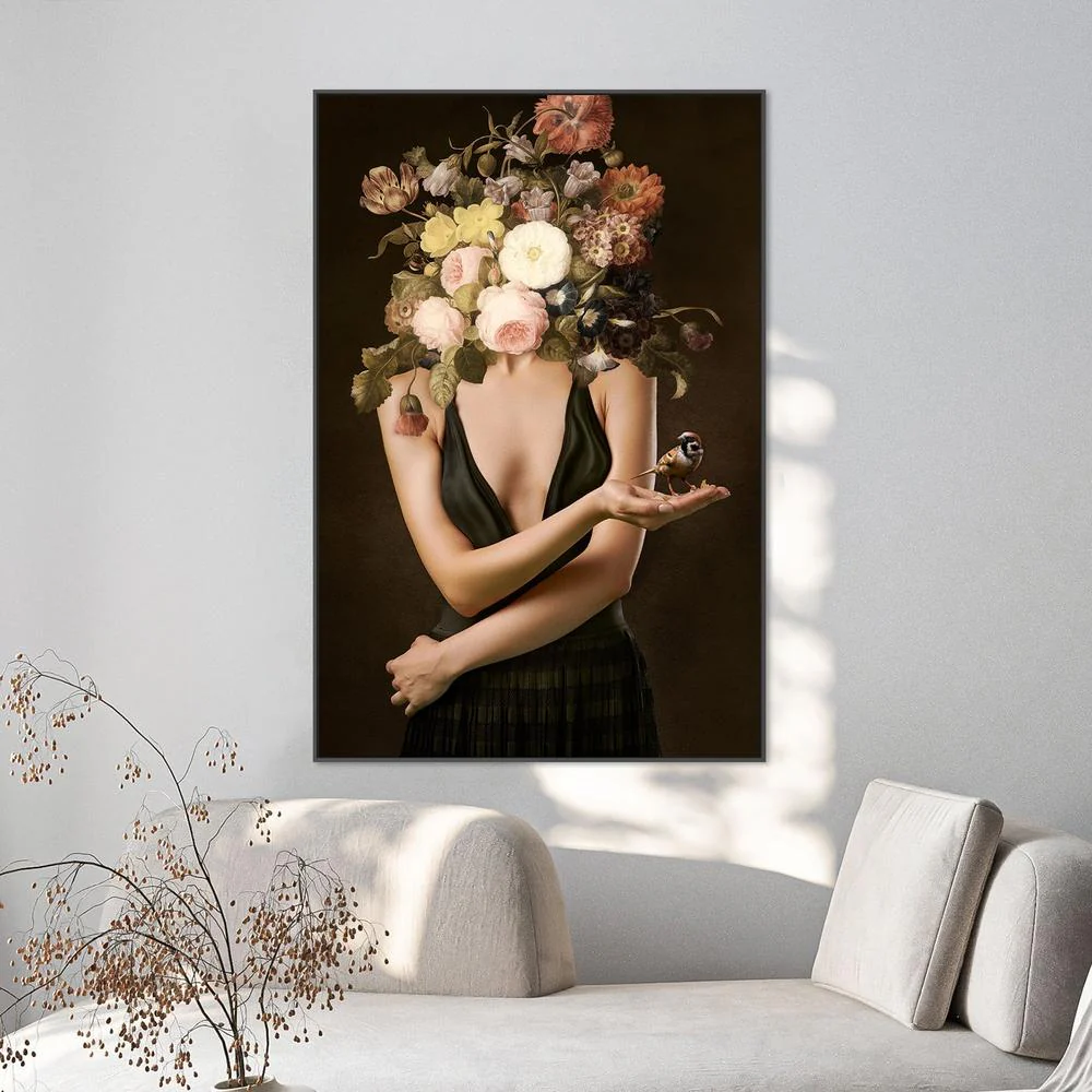 Elegant Floral Woman Goldfinch - Image 2