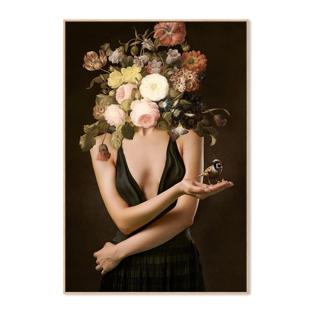 Elegant Floral Woman Goldfinch - Image 4