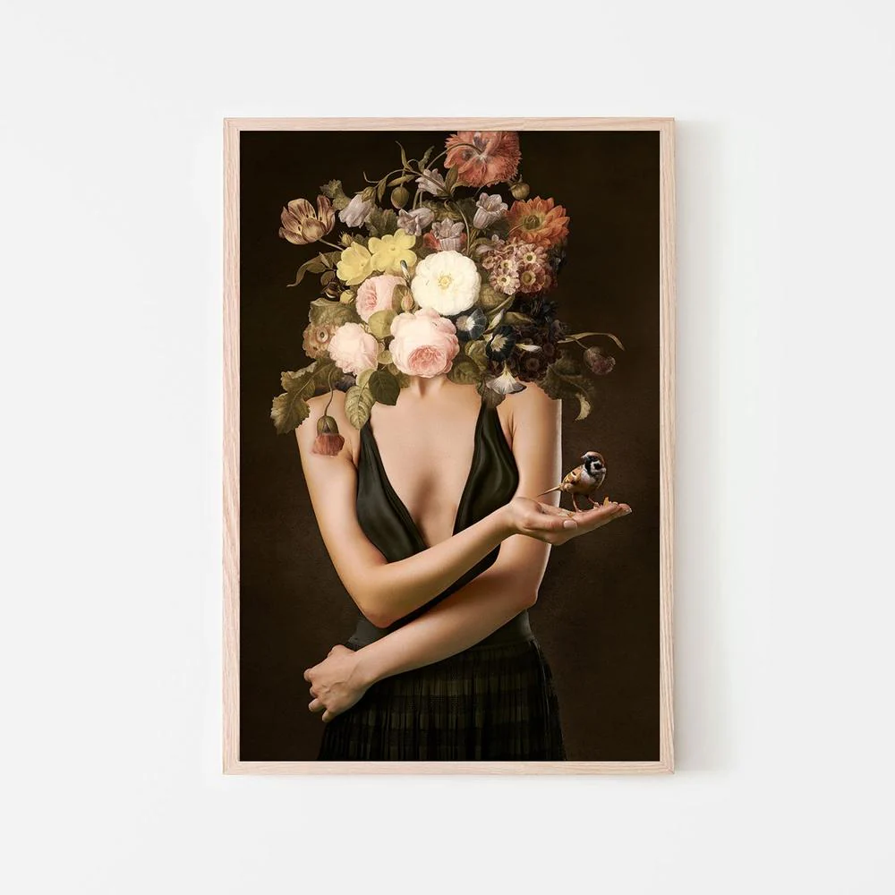 Elegant Floral Woman Goldfinch - Image 6