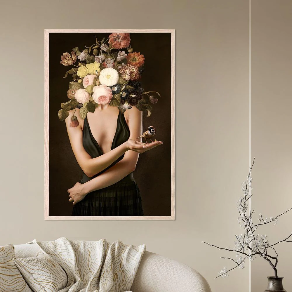 Elegant Floral Woman Goldfinch - Image 7