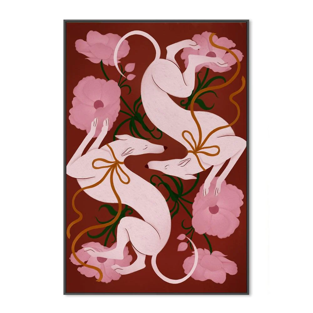 Elegant Greyhounds and Flowers - Image 3